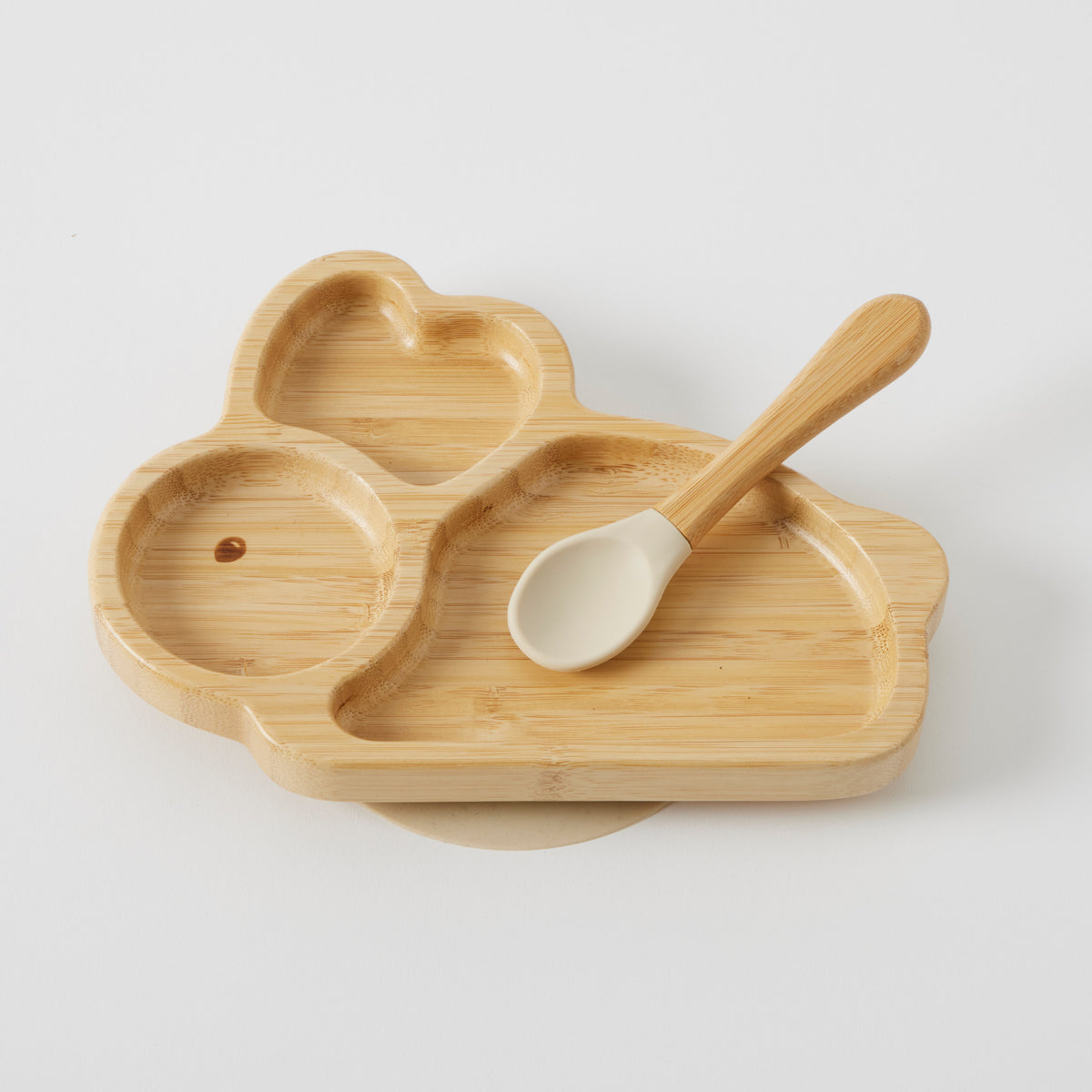 Belle Bamboo Divider Plate &amp; Spoon Set
