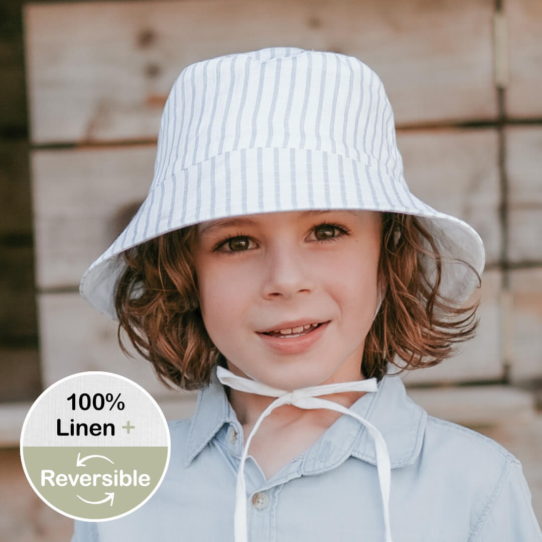 Explorer Kids Reversible Classic Bucket Hat | Finley | Blanc