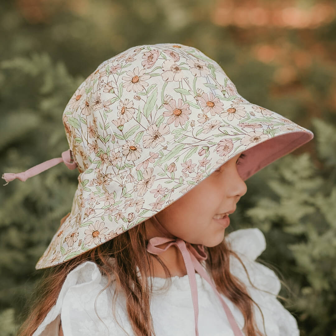 Wanderer Girls Reversible Panelled Bucket Sun Hat | Poppy | Rosa