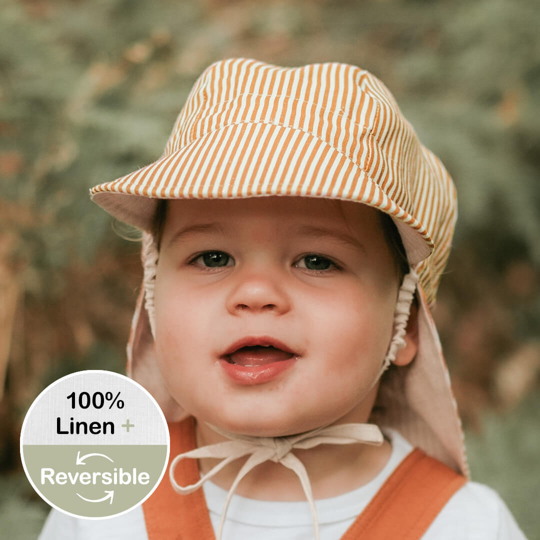 &#39;Lounger&#39; Baby Reversible Flap Sun Hat - Frankie / Flax