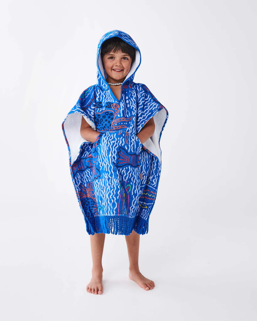 The Deep Blue Terry Poncho Small