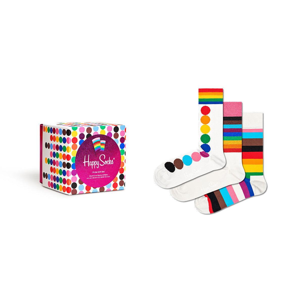 Happy Socks | 3-Pack Pride Socks | Gift Set | Size 36-40