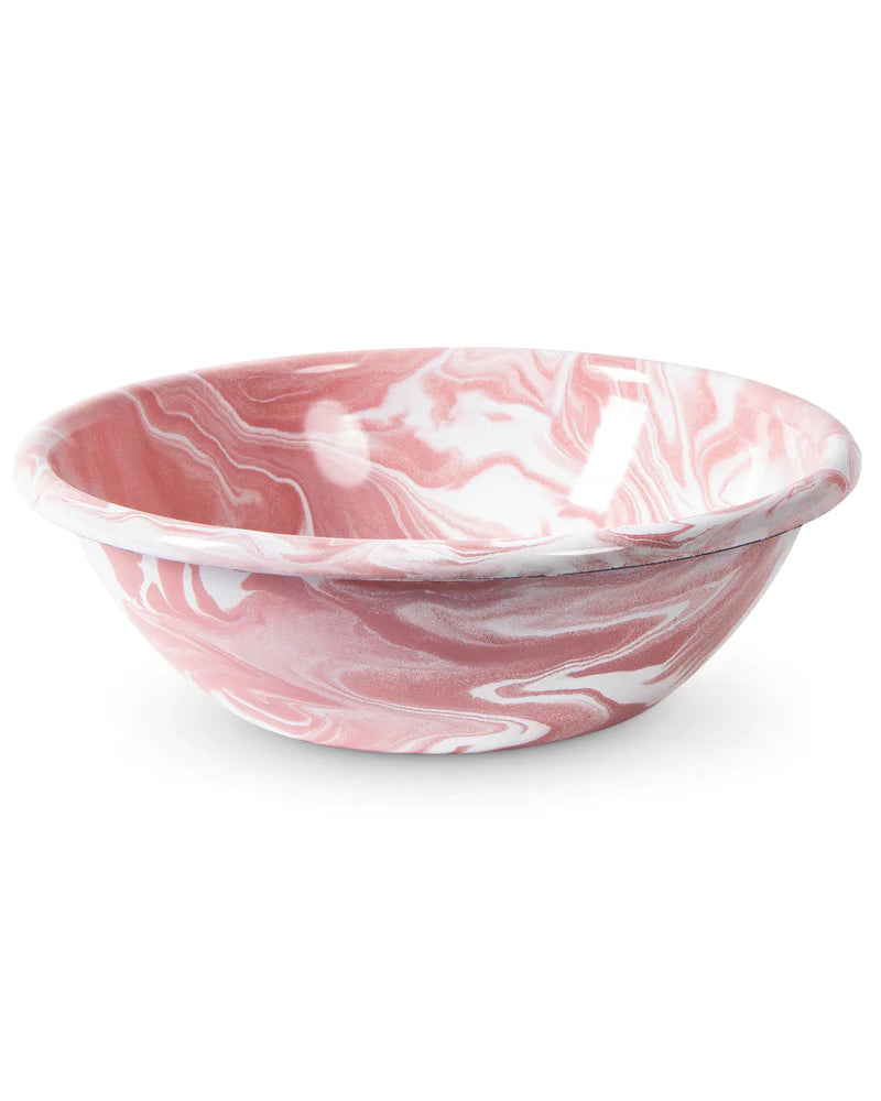 Pink Marble Enamel Salad Bowl | One Size