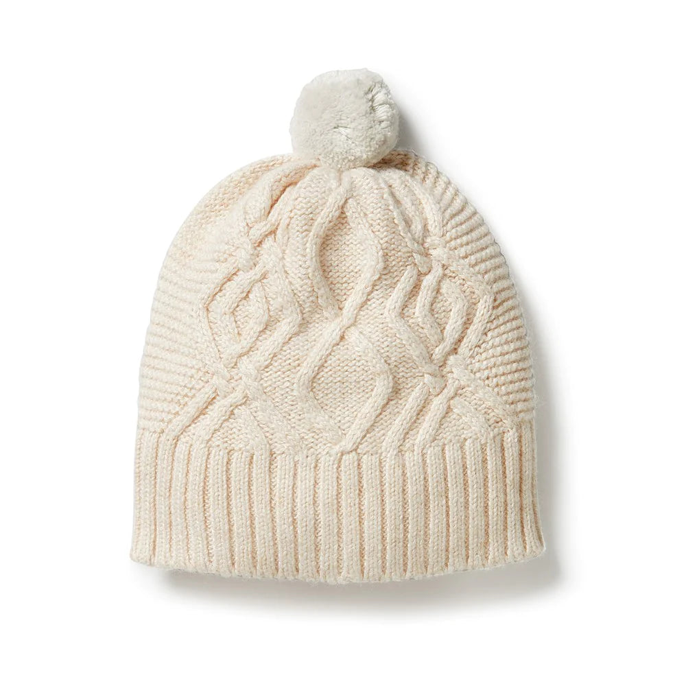 Knitted Cable Hat | Sand Melange