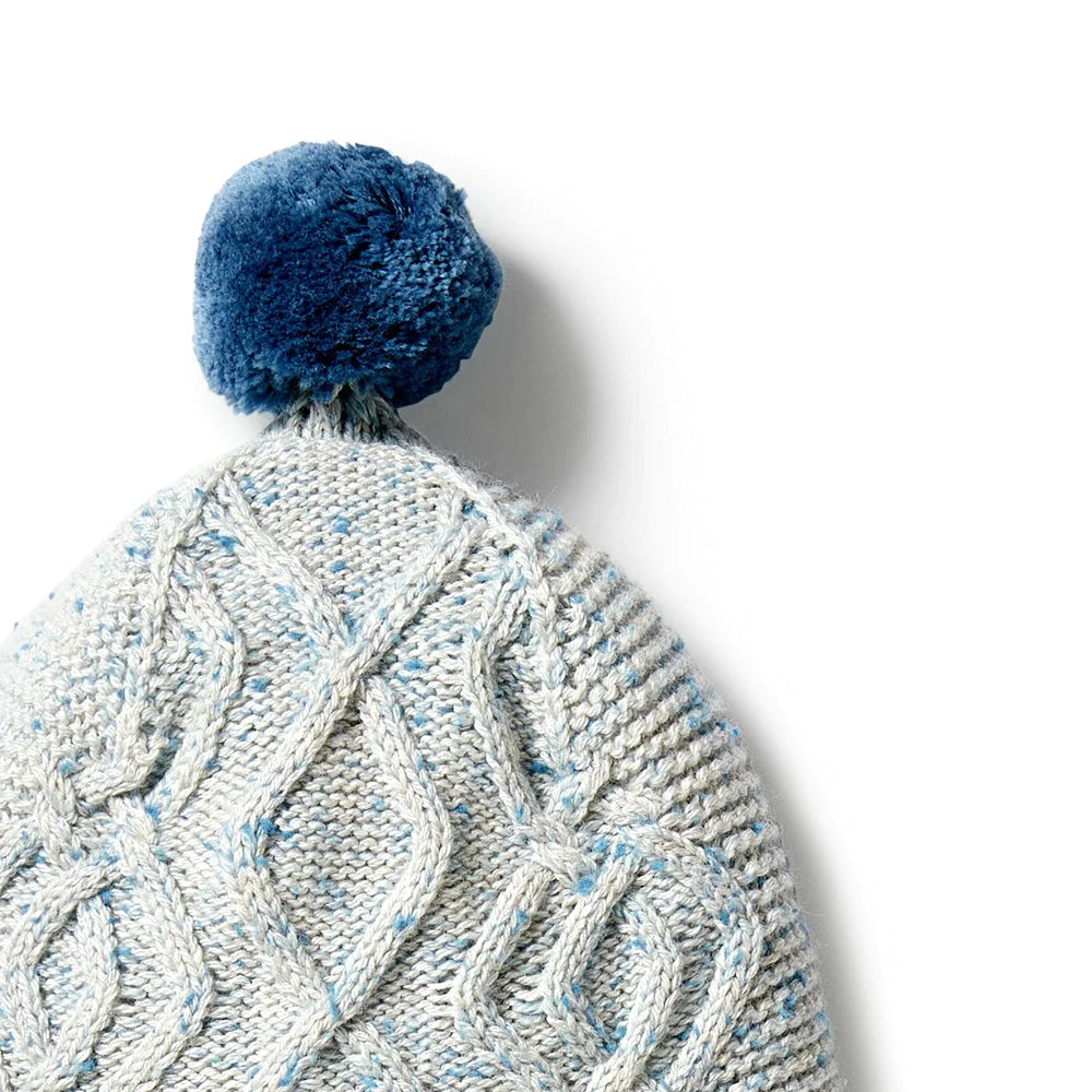 Knitted Cable Bonnet | Bluestone Fleck