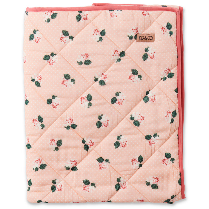 Polkadot Rose Quilted Cot Bedspread