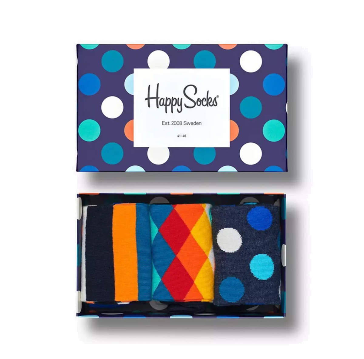 Happy Socks | 3 Pack Classic Multi-colour | Gift Set | Size 41-46